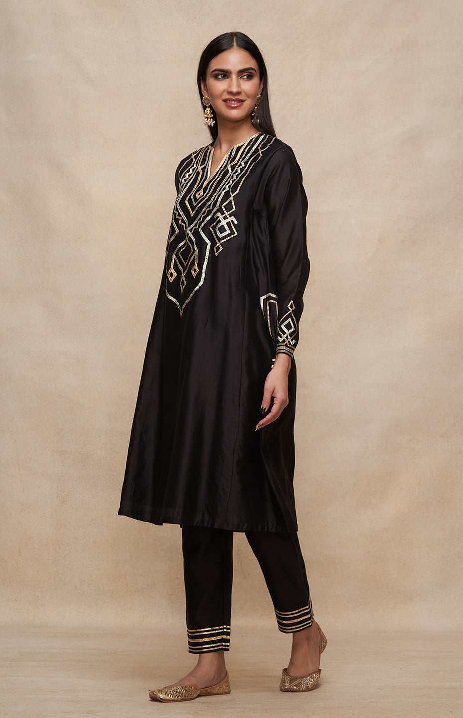 Black A Line Kurta