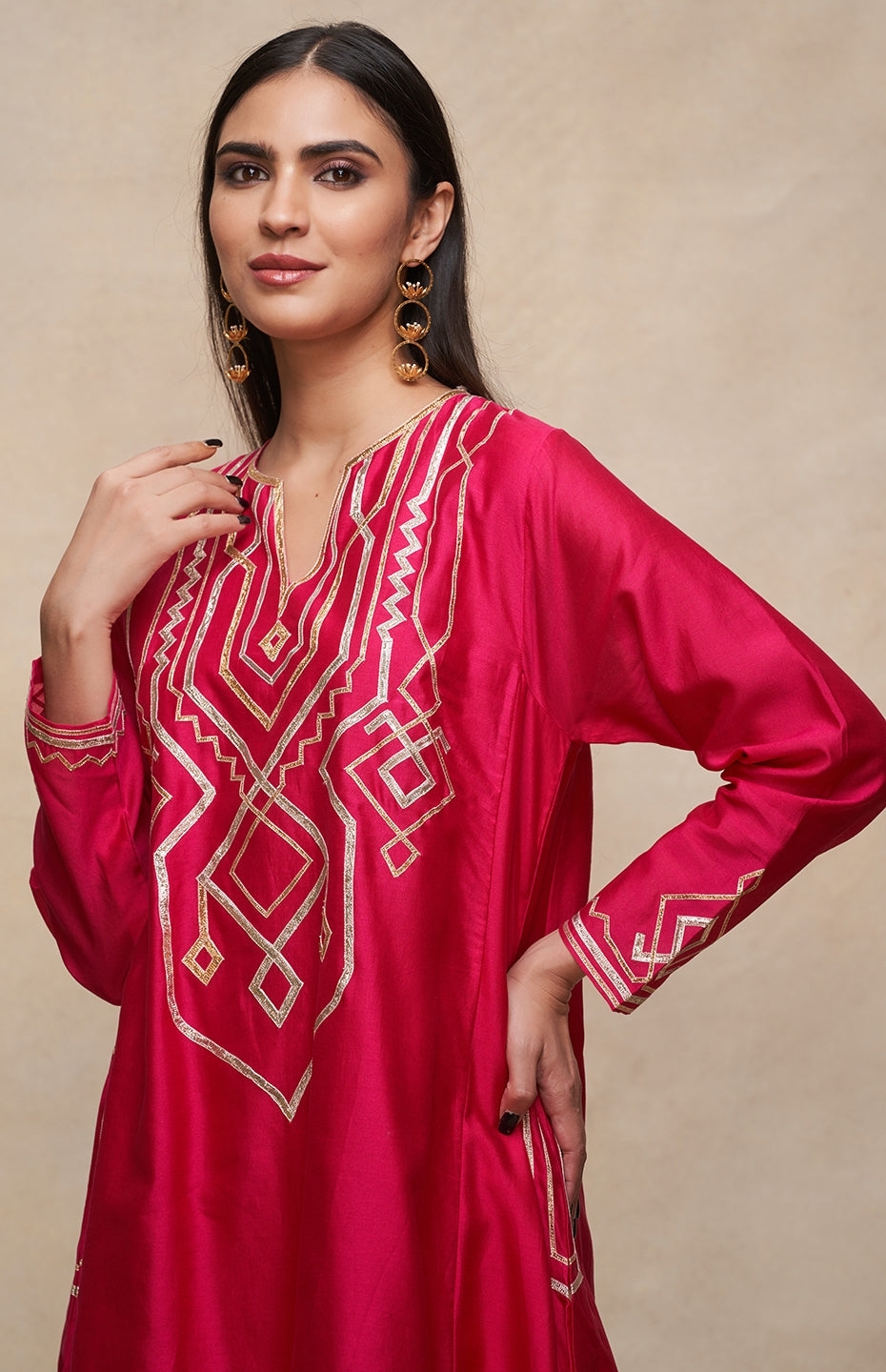 Rani Pink A Line Kurta