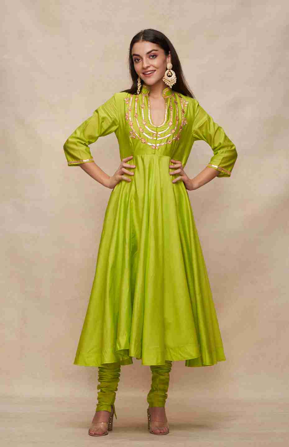 Lime Green Anarkali