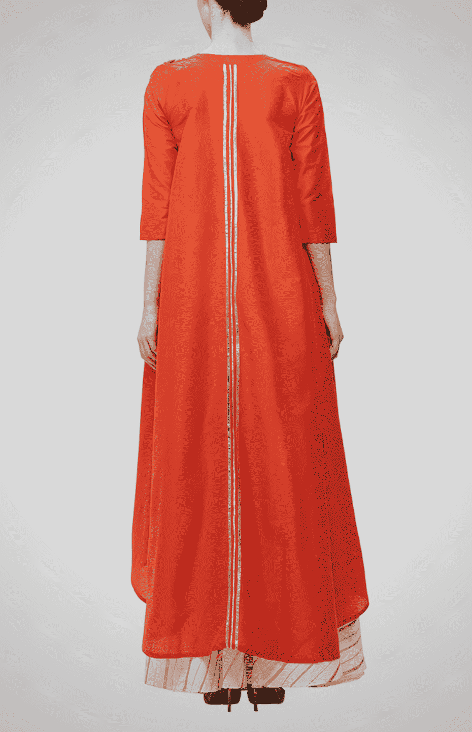 Orange Gota Flower Asymmetrical Tunic