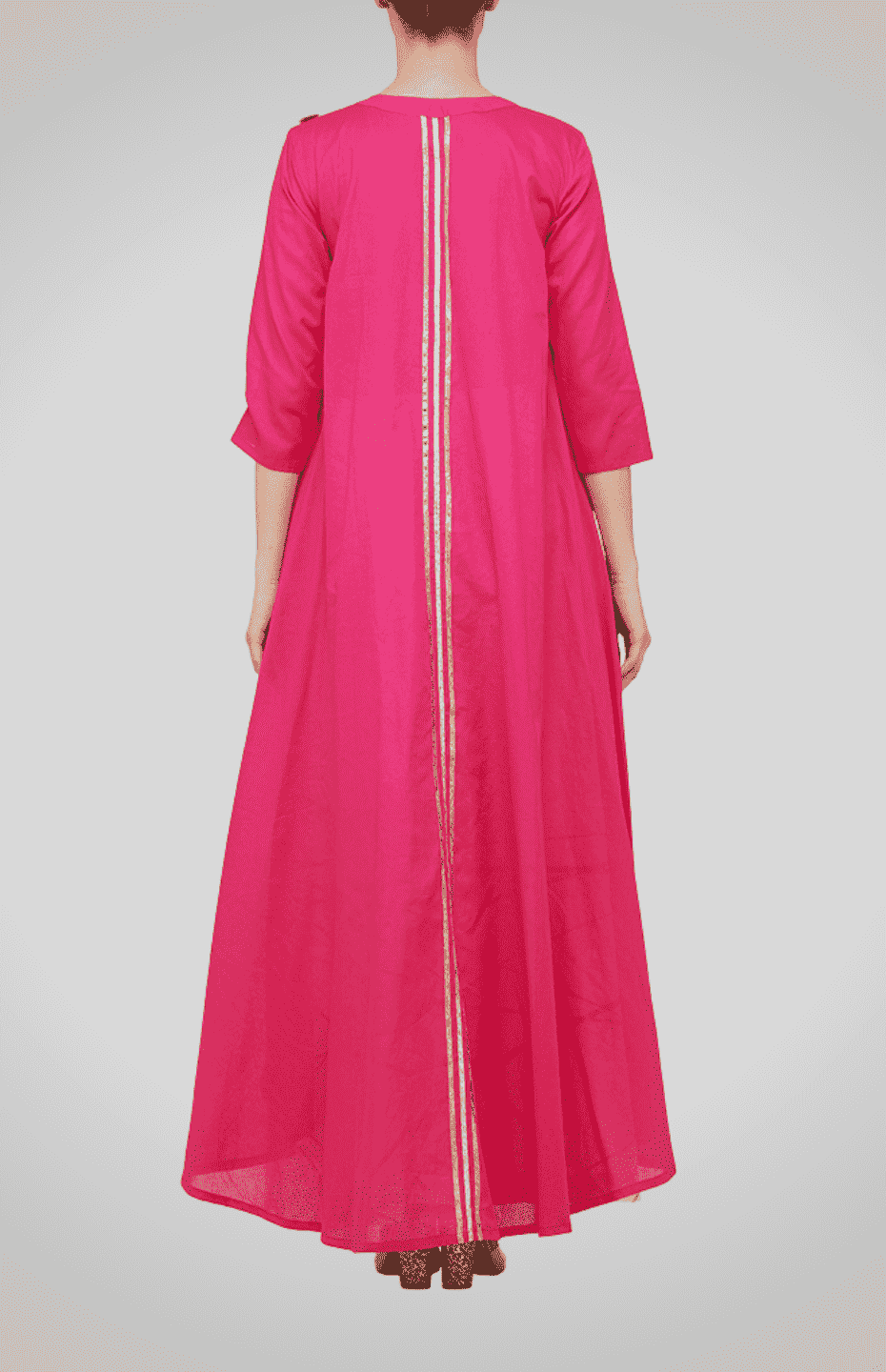 Pink Gota Flower Asymmetrical Tunic