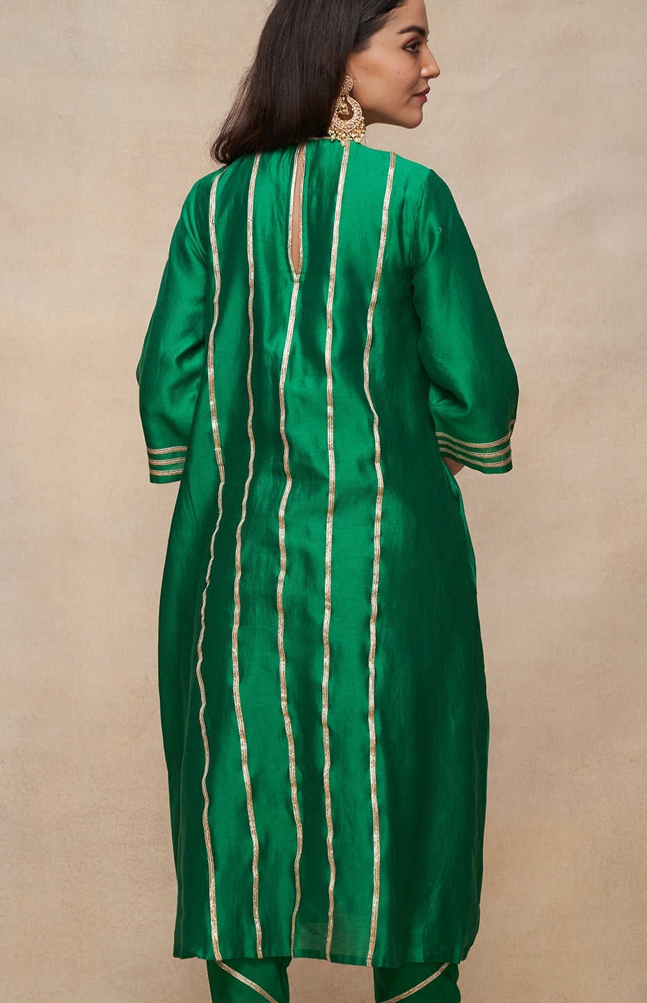 Green Gota Pleated Kurta