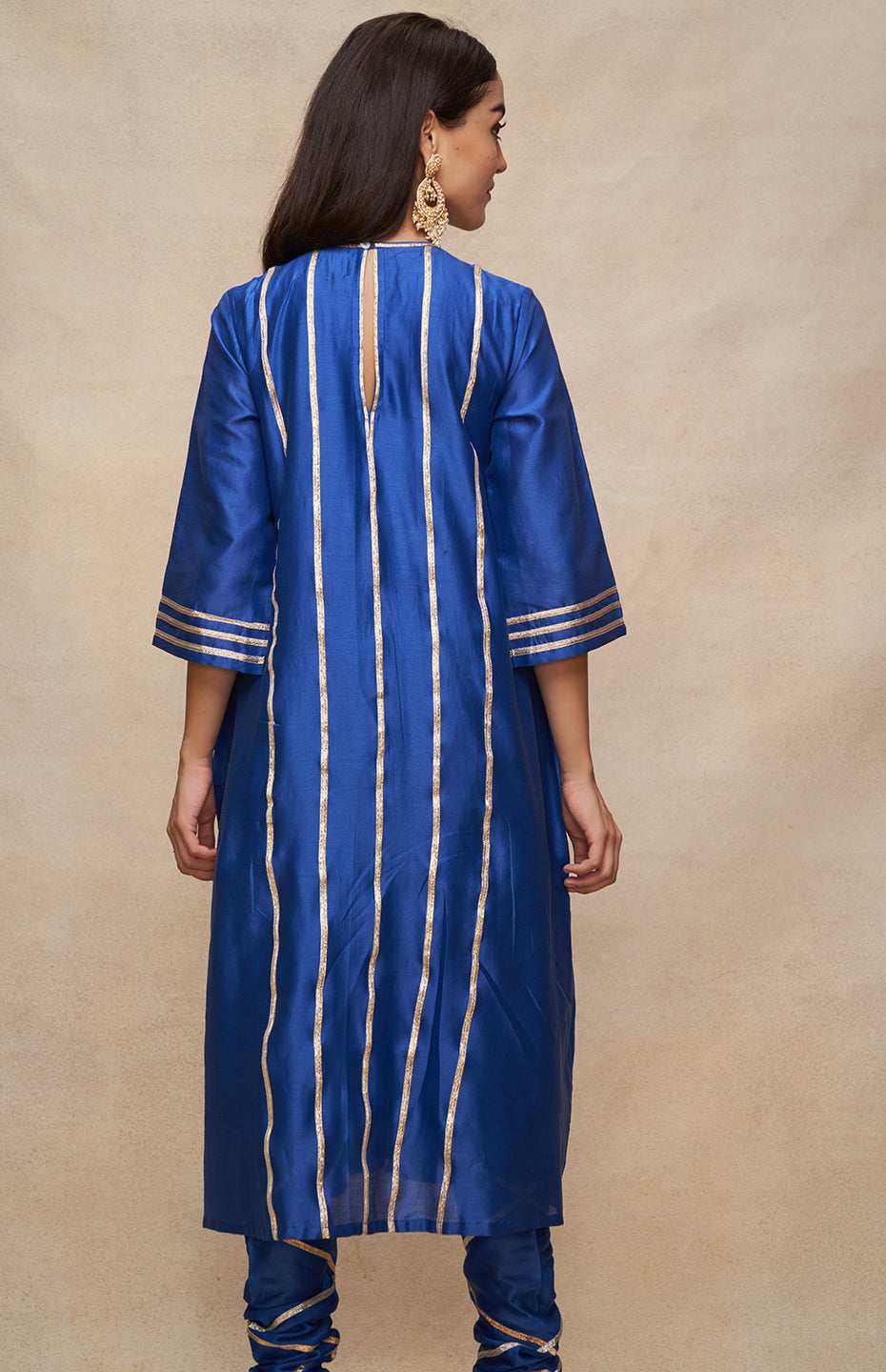 Royal Blue Gota Pleated Kurta