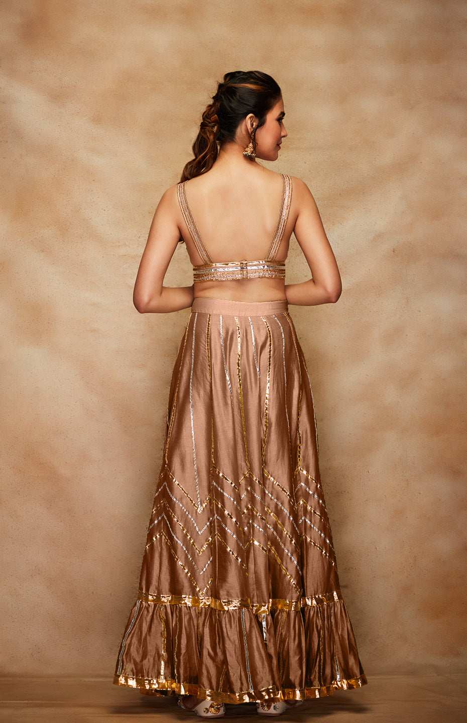 Antique Gold Chanderi Silk Gota Bralette