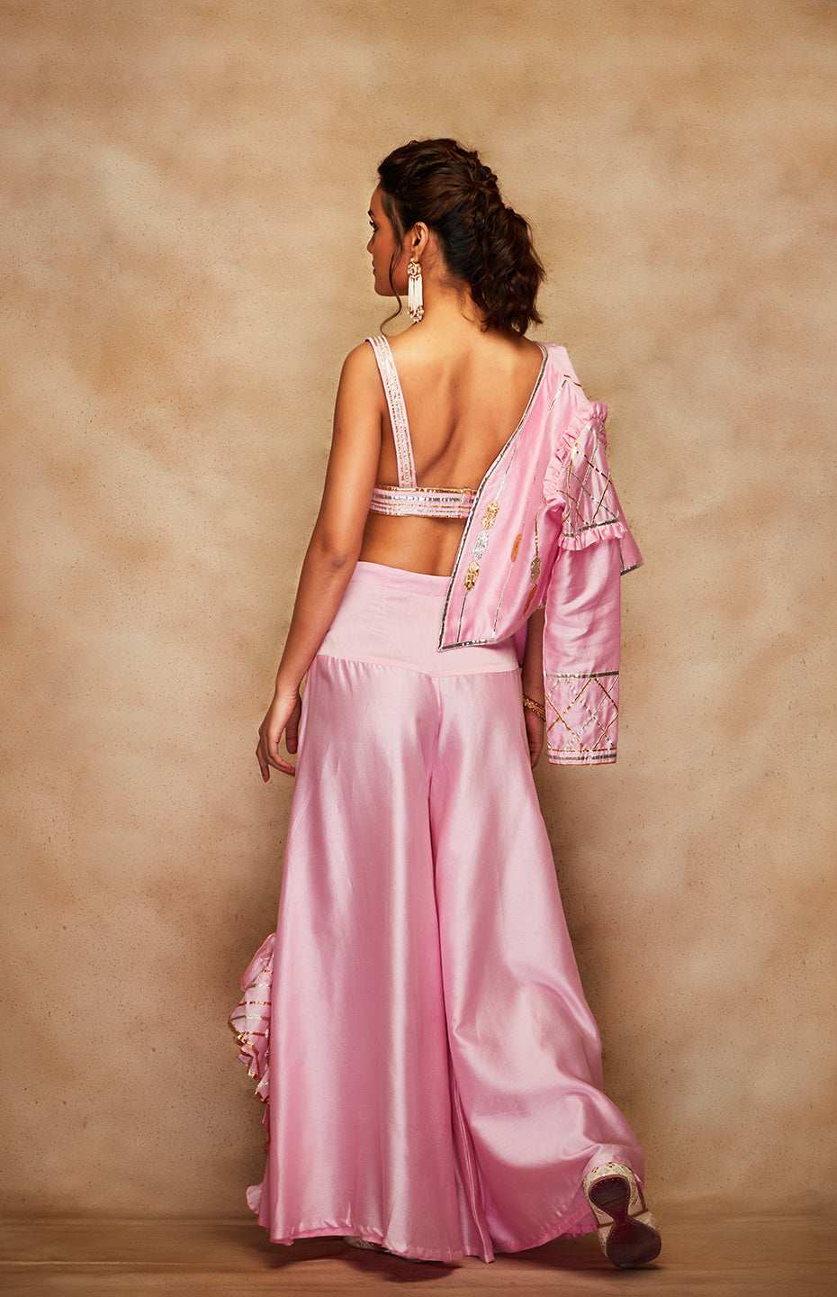 Pink Chanderi Silk Gota Bralette
