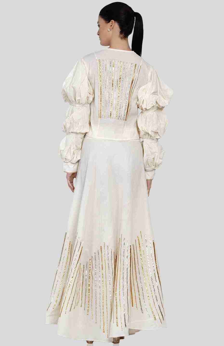 Off White Barcode Balloon Sleeve Blouse