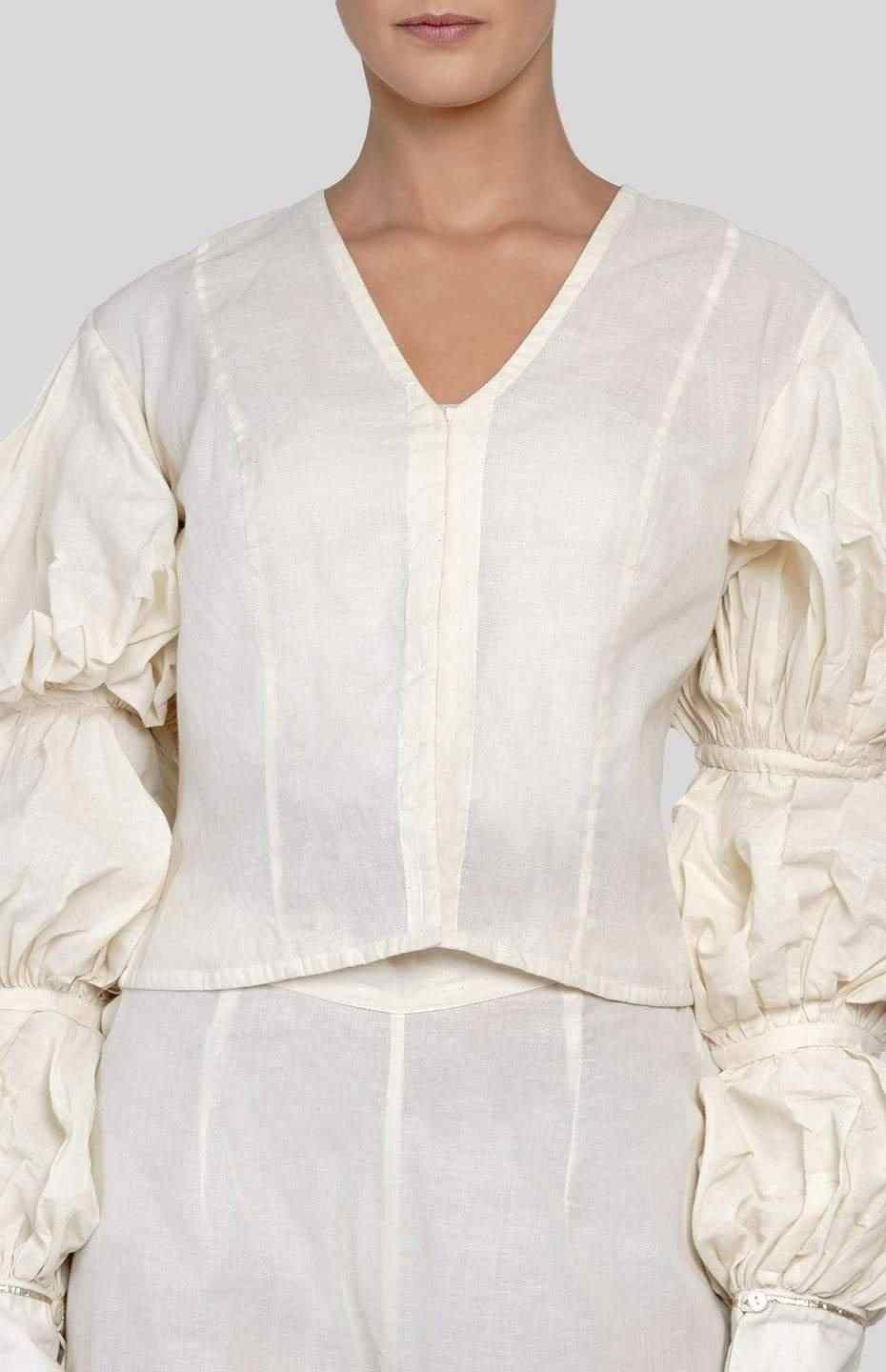 Off White Barcode Balloon Sleeve Blouse