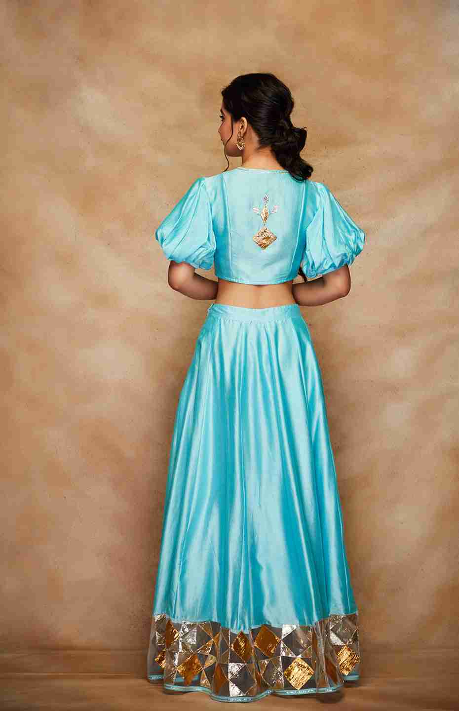 Blue Chanderi Silk Gota Blouse