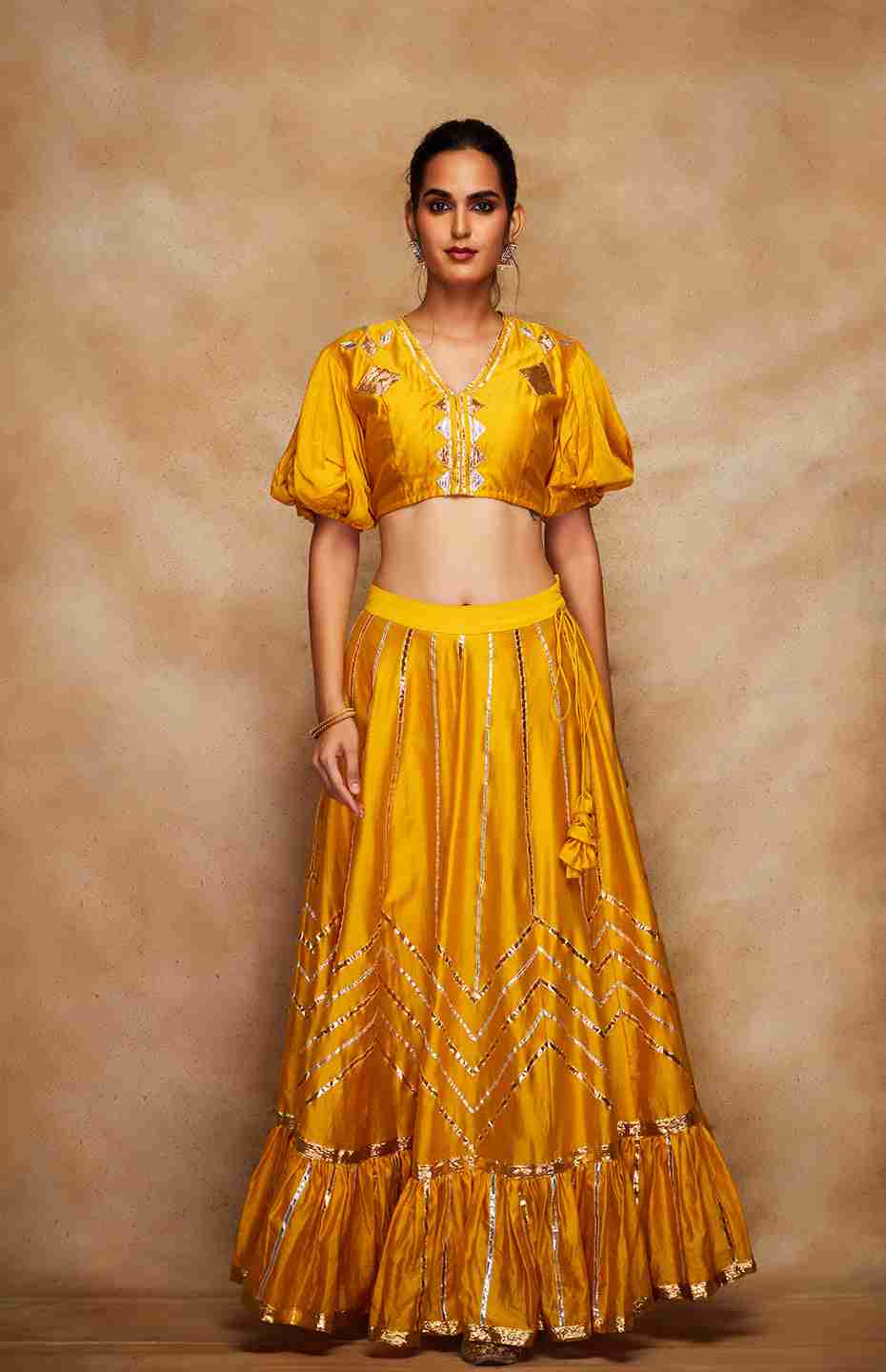 Mustard Chanderi Silk Gota Blouse