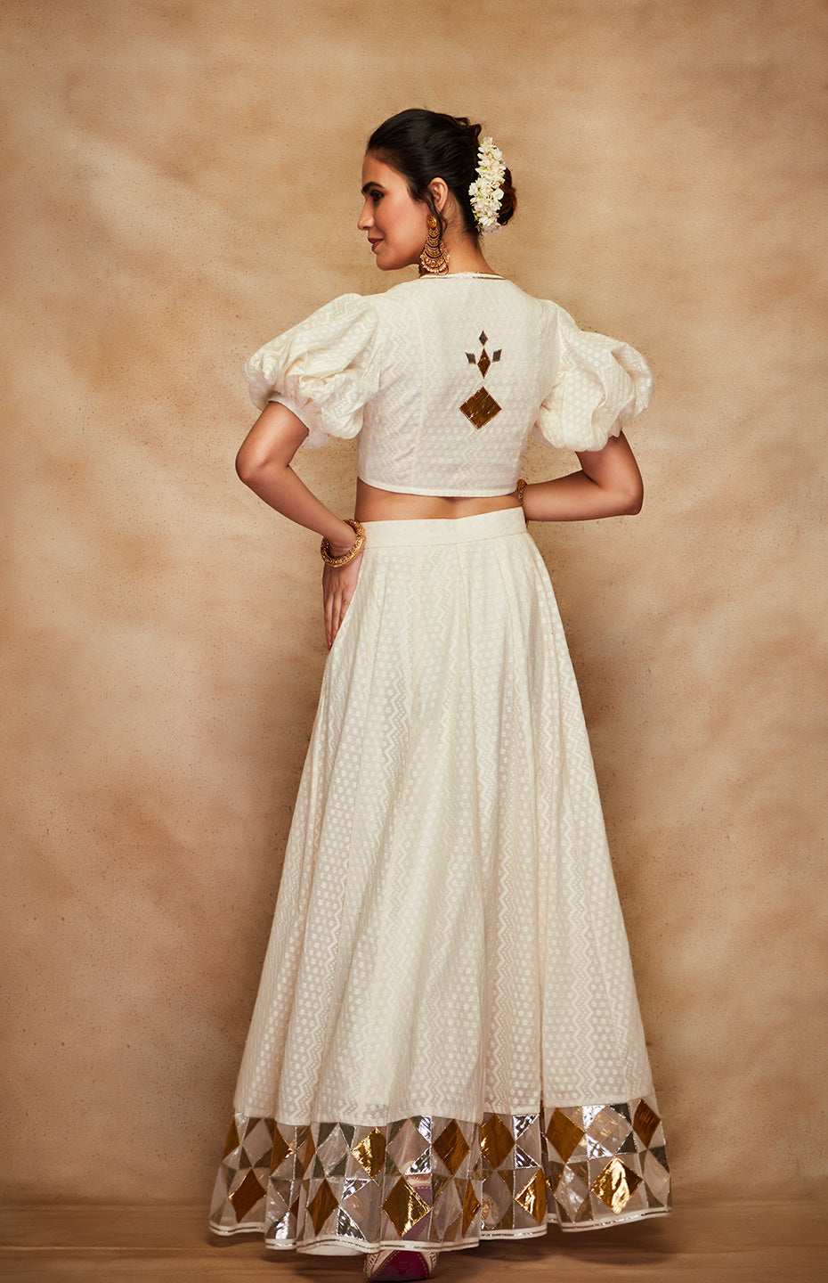 Off White Jamdani Gota Blouse