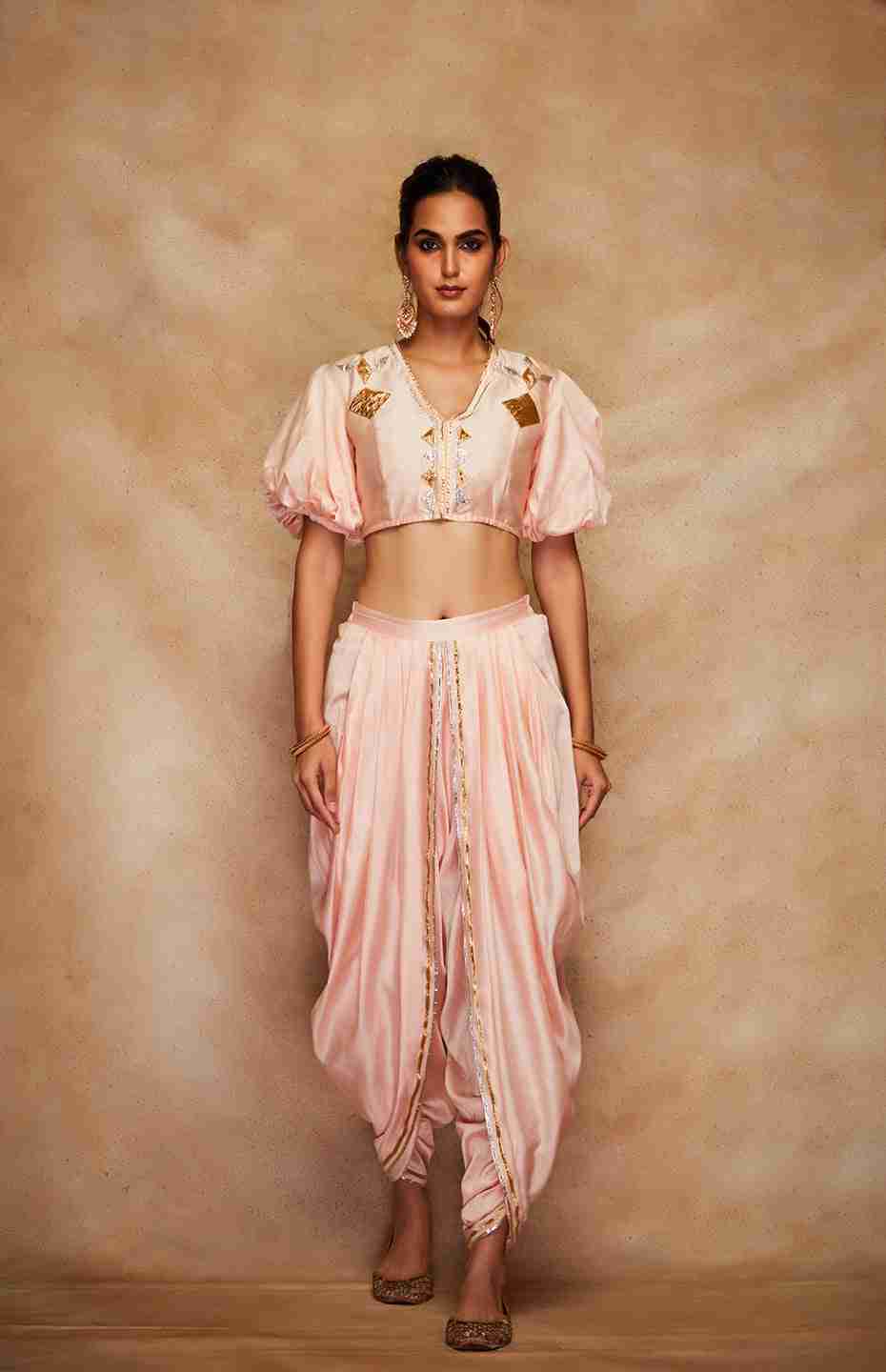 Peach Chanderi Silk Gota Blouse