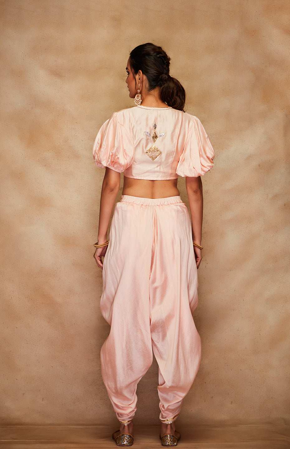 Peach Chanderi Silk Gota Blouse
