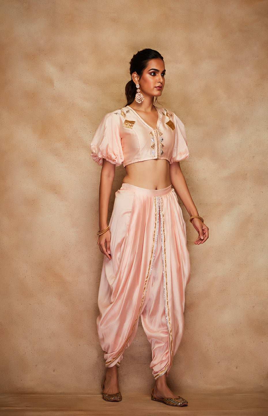 Peach Chanderi Silk Gota Blouse