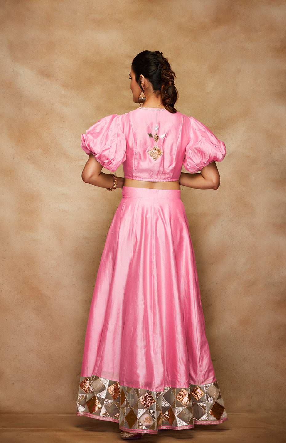 Pink Chanderi Silk Gota Blouse