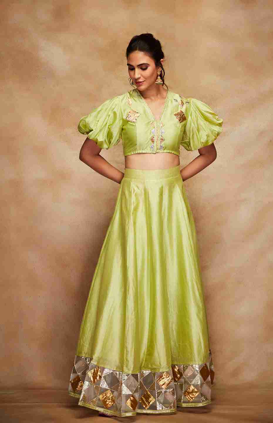 Pista Green Chanderi Silk Gota Blouse