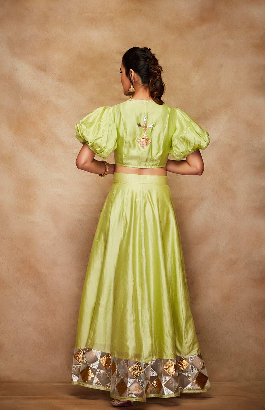 Pista Green Chanderi Silk Gota Blouse