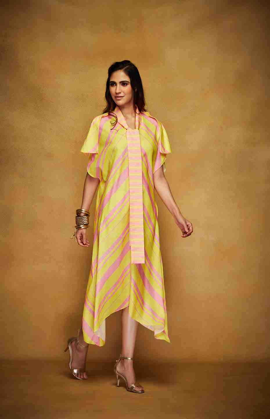 Pink & Yellow Collared Boxy Tunic