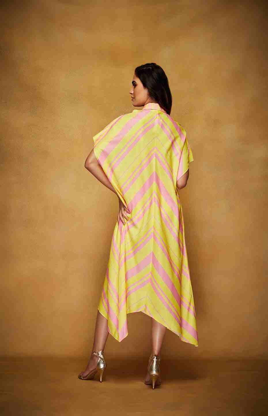 Pink & Yellow Collared Boxy Tunic