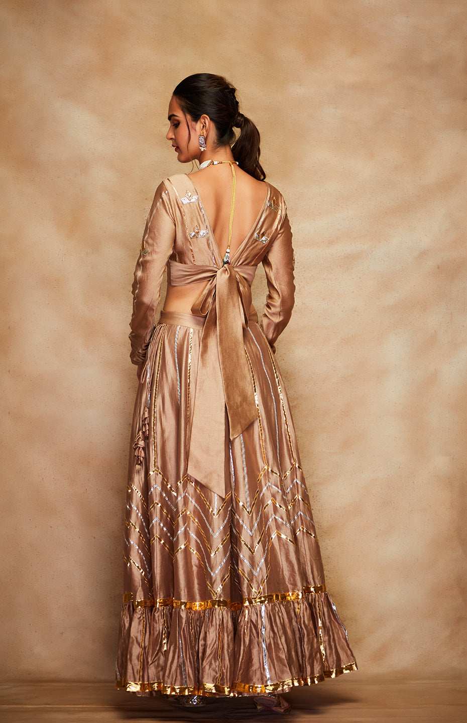 Antique Gold Chanderi Silk Gota Chuddi Blouse