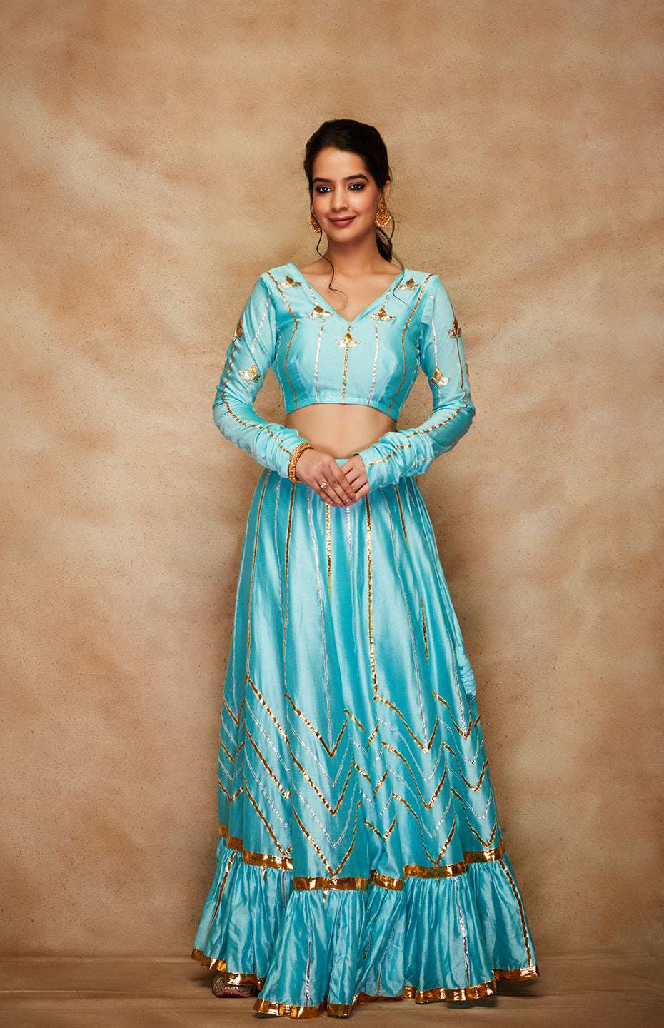 Blue Chanderi Silk Gota Chuddi Blouse