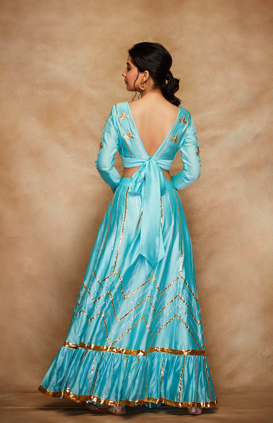 Blue Chanderi Silk Gota Chuddi Blouse