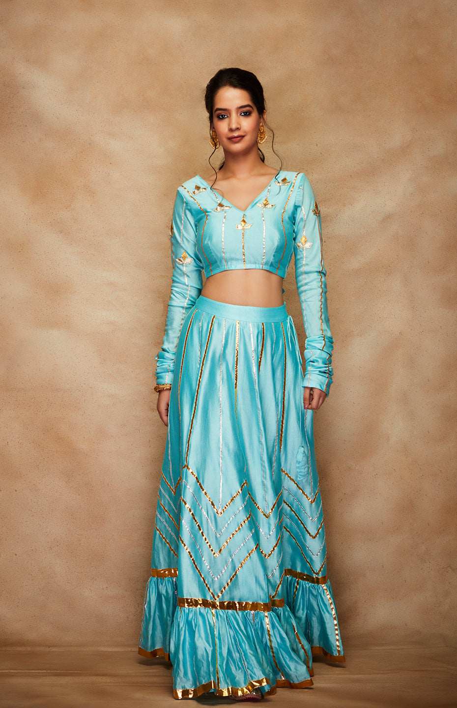 Blue Chanderi Silk Gota Chuddi Blouse