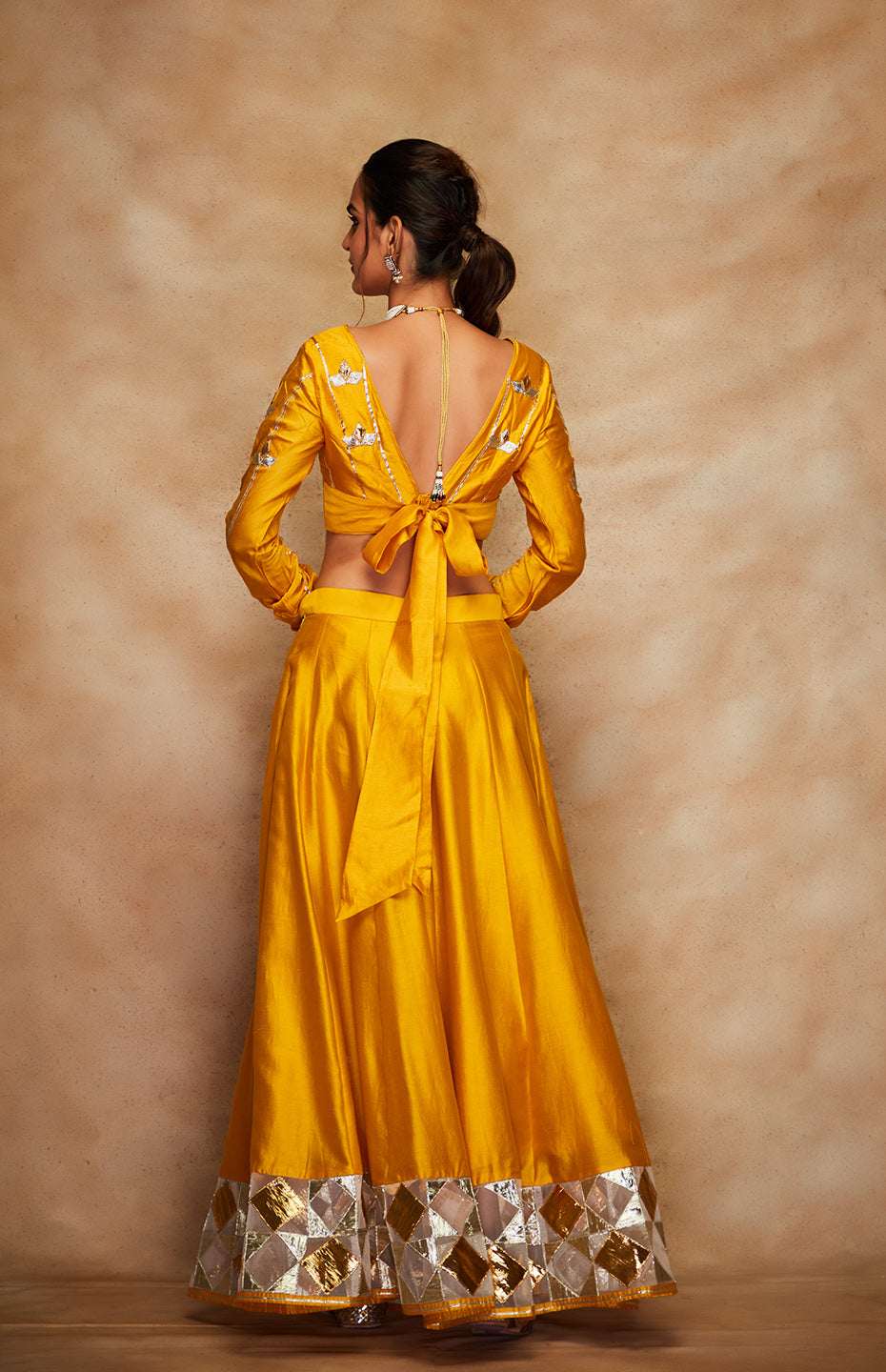 Mustard Chanderi Silk Gota Chuddi Blouse