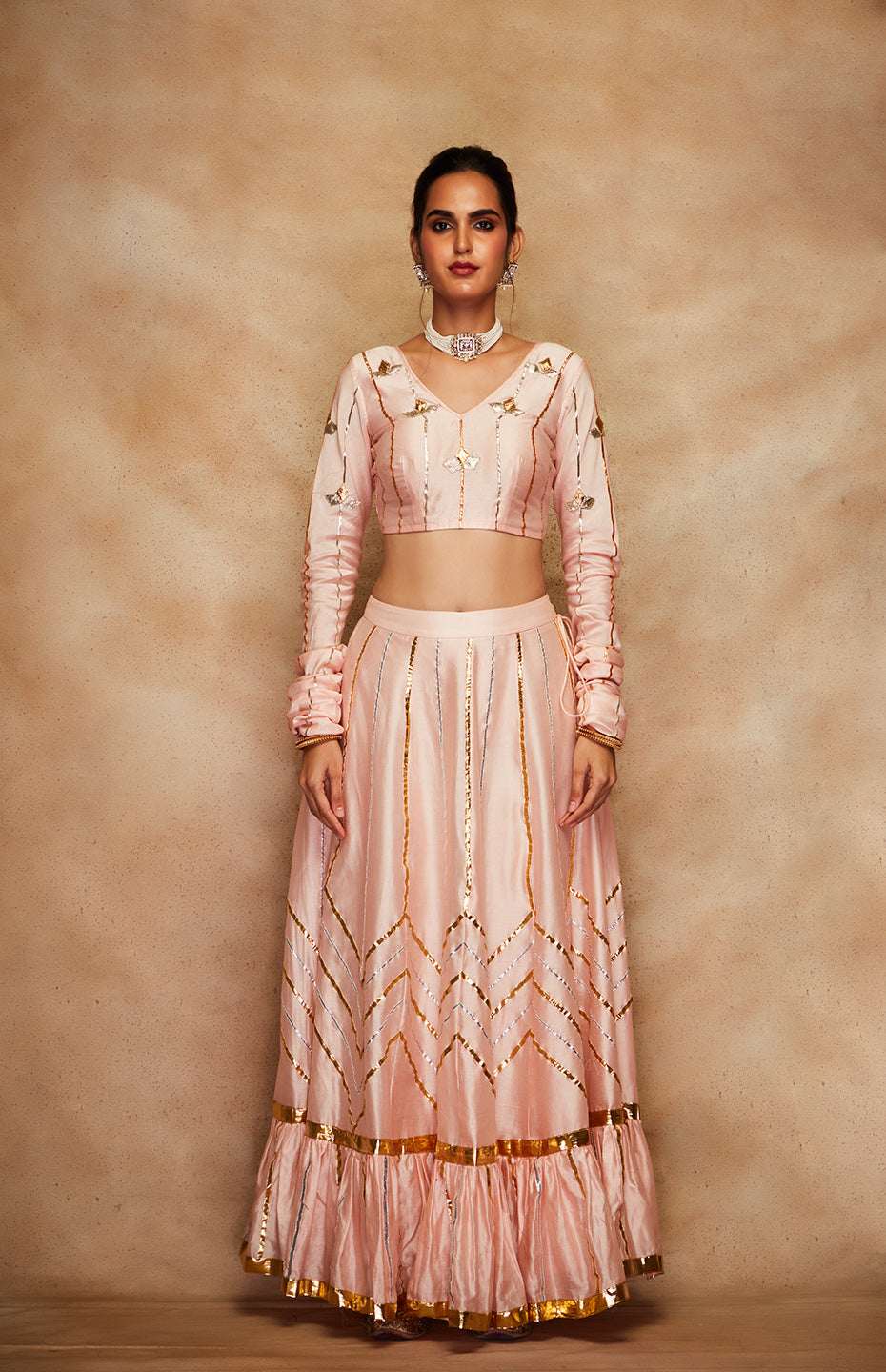 Peach Chanderi Silk Gota Chuddi Blouse