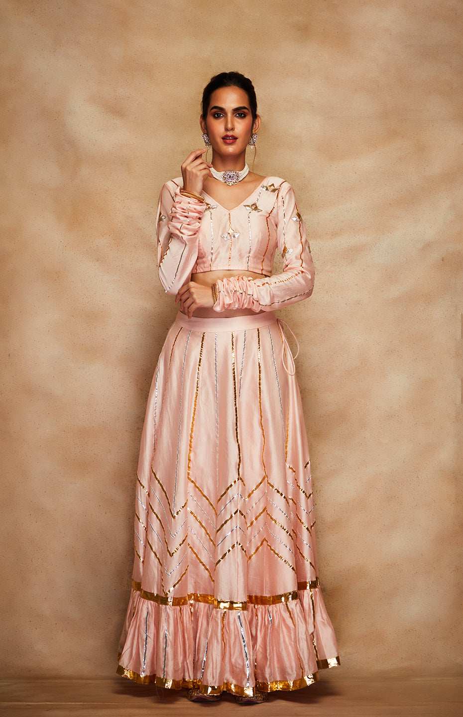 Peach Chanderi Silk Gota Chuddi Blouse