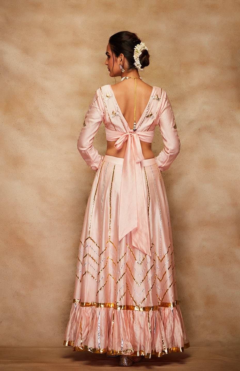 Peach Chanderi Silk Gota Chuddi Blouse