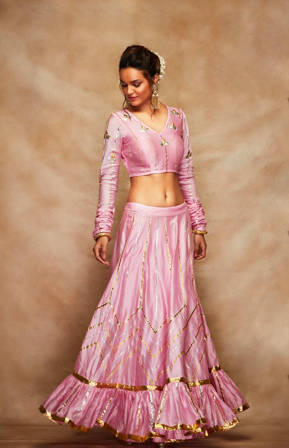 Pink Chanderi Silk Gota Chuddi Blouse