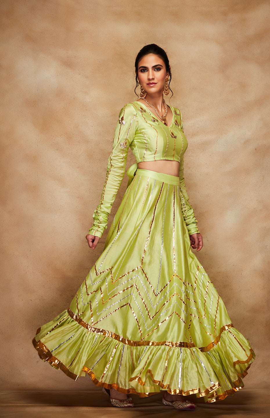 Pista Green Chanderi Silk Gota Chuddi Blouse