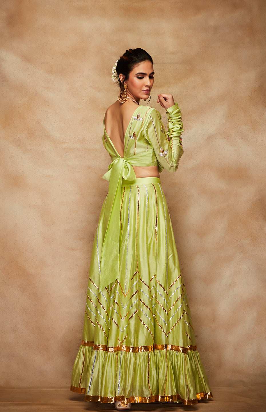 Pista Green Chanderi Silk Gota Chuddi Blouse