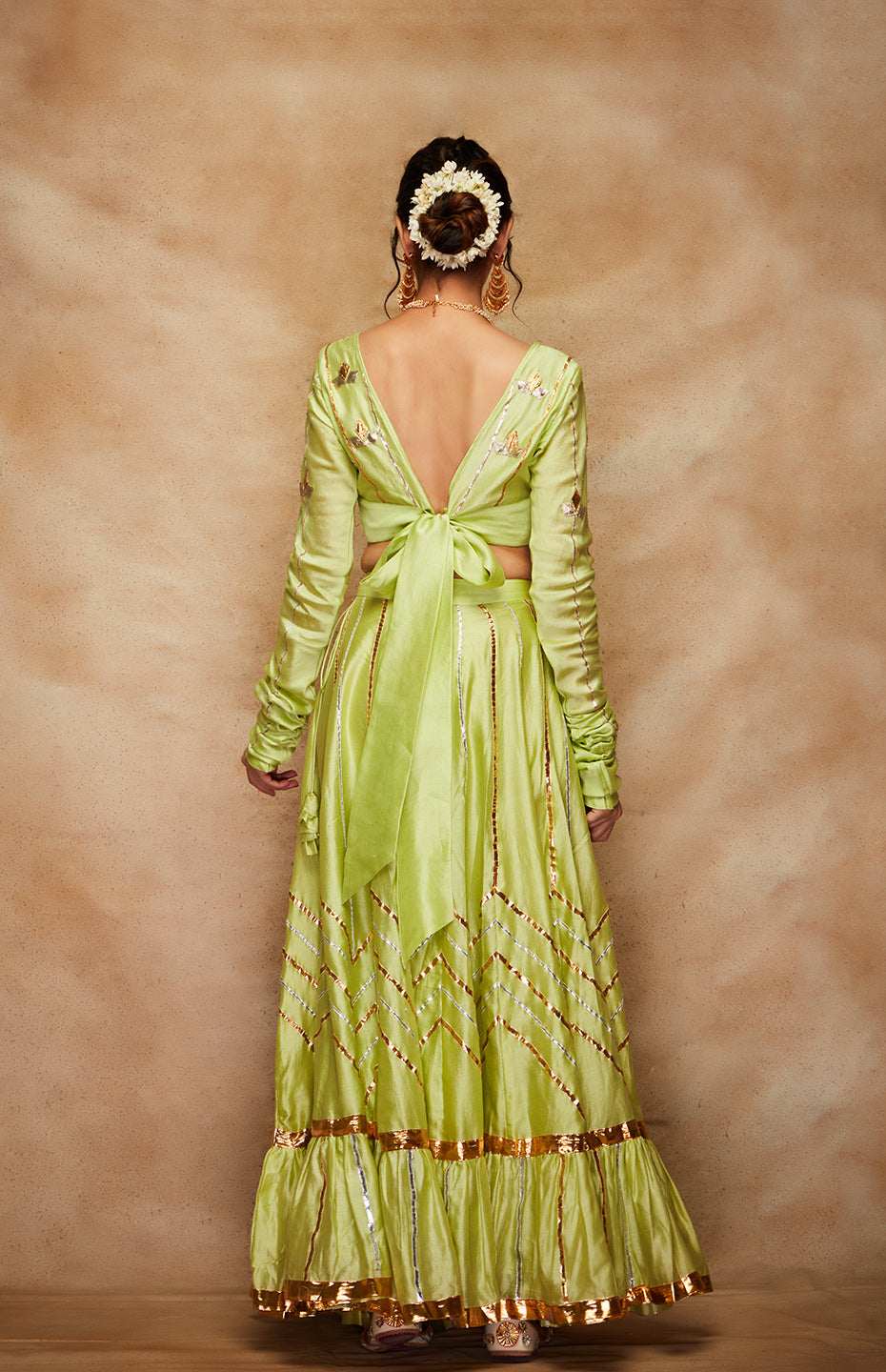 Pista Green Chanderi Silk Gota Chuddi Blouse