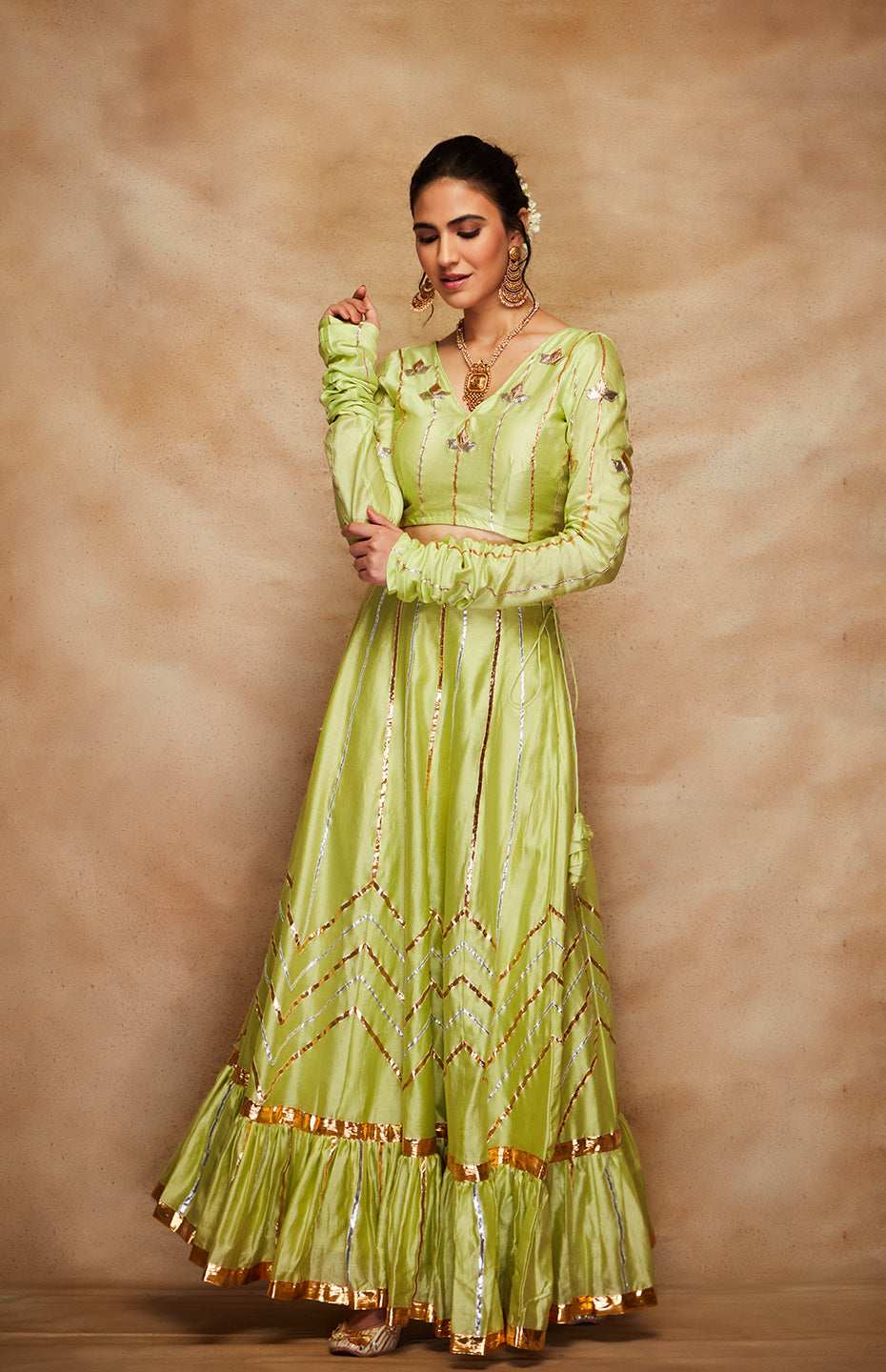 Pista Green Chanderi Silk Gota Chuddi Blouse