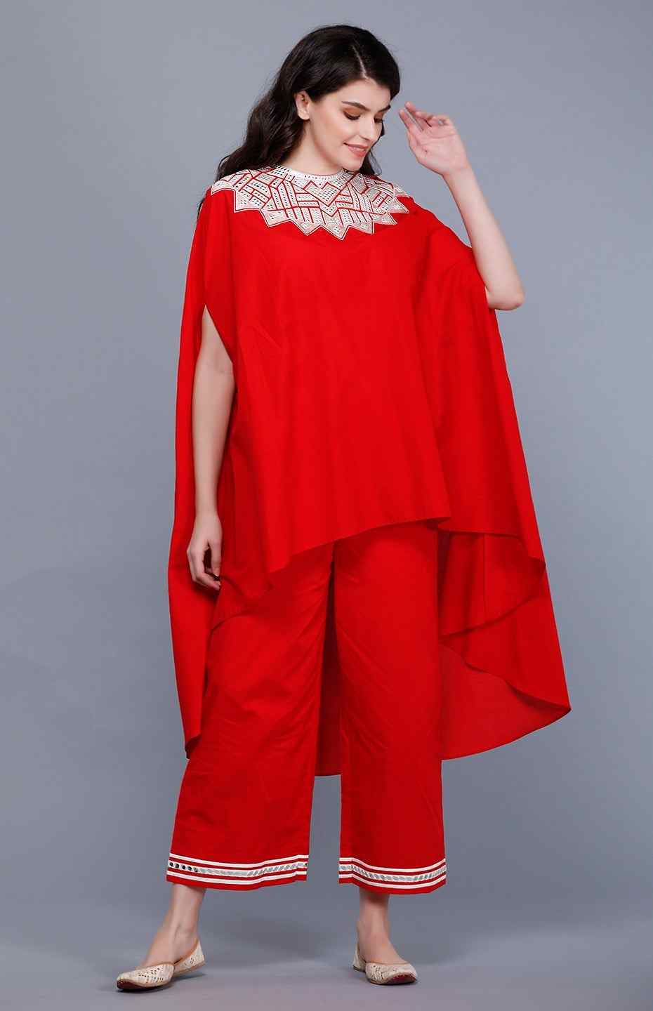 Red Circular Mirror Cape