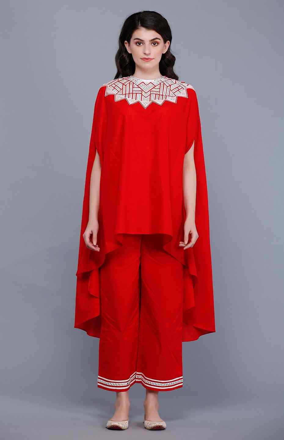 Red Circular Mirror Cape