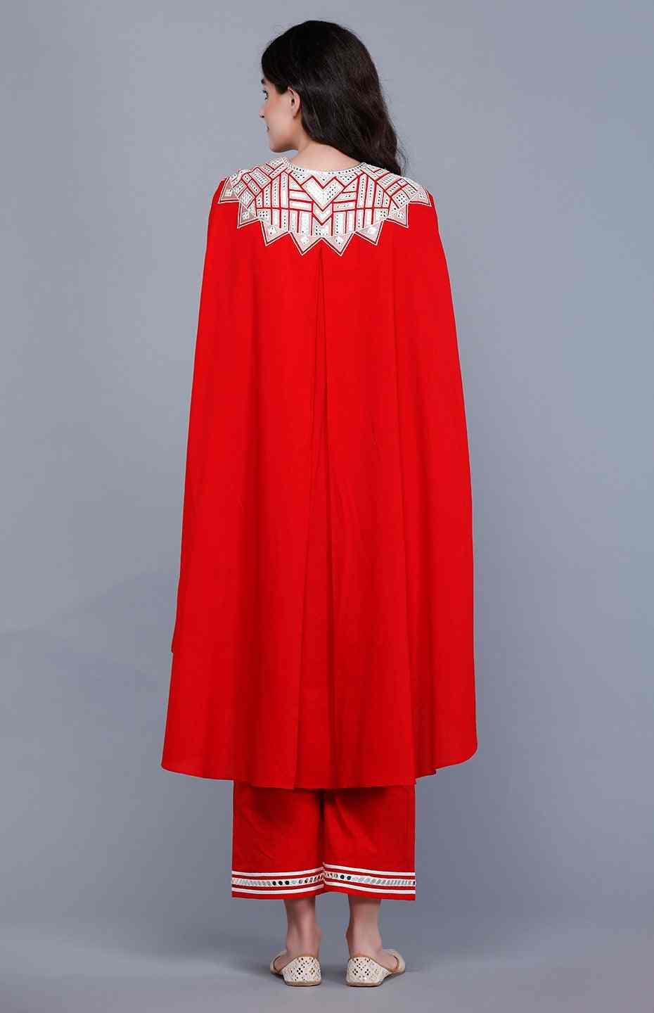 Red Circular Mirror Cape