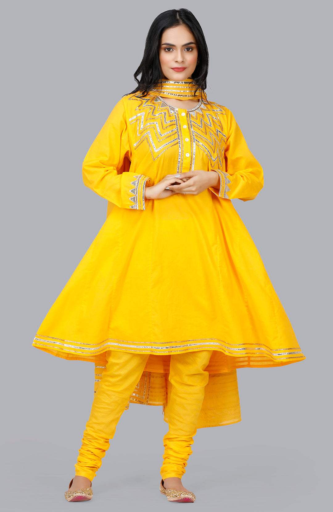 Yellow and pink churidar best sale