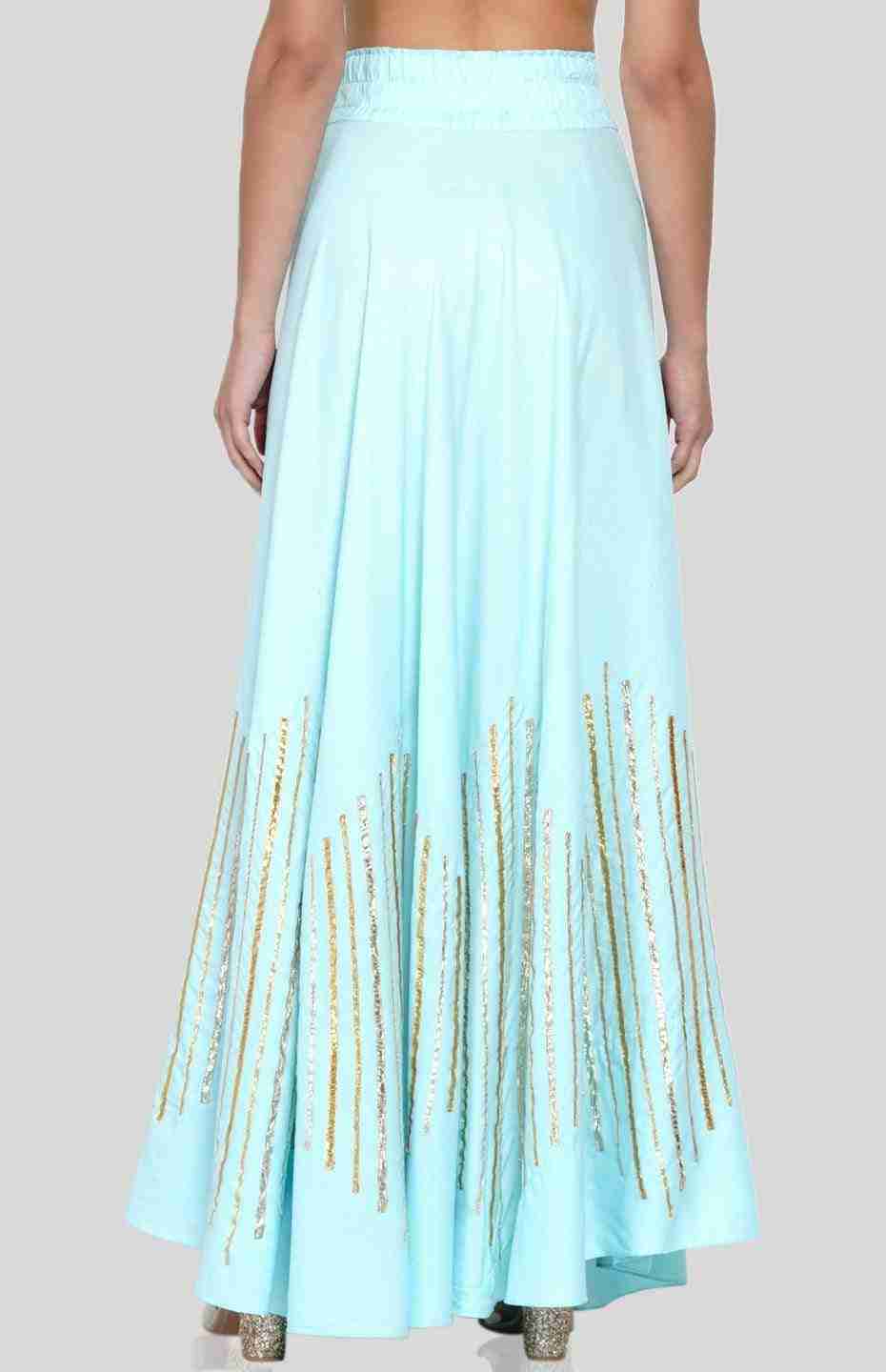 Pastel Blue Barcode Circular Skirt