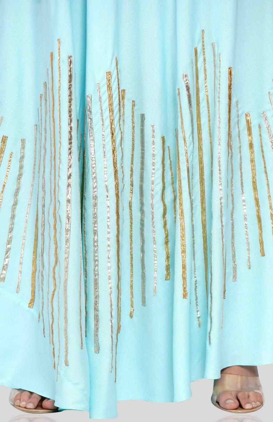 Pastel Blue Barcode Circular Skirt