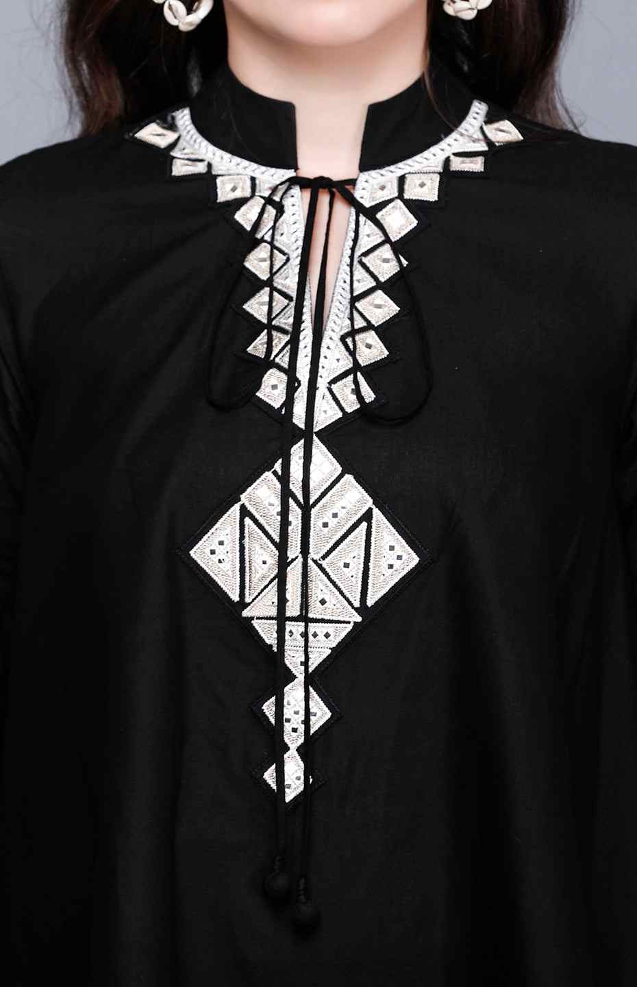 Black Circular Mirror Tunic