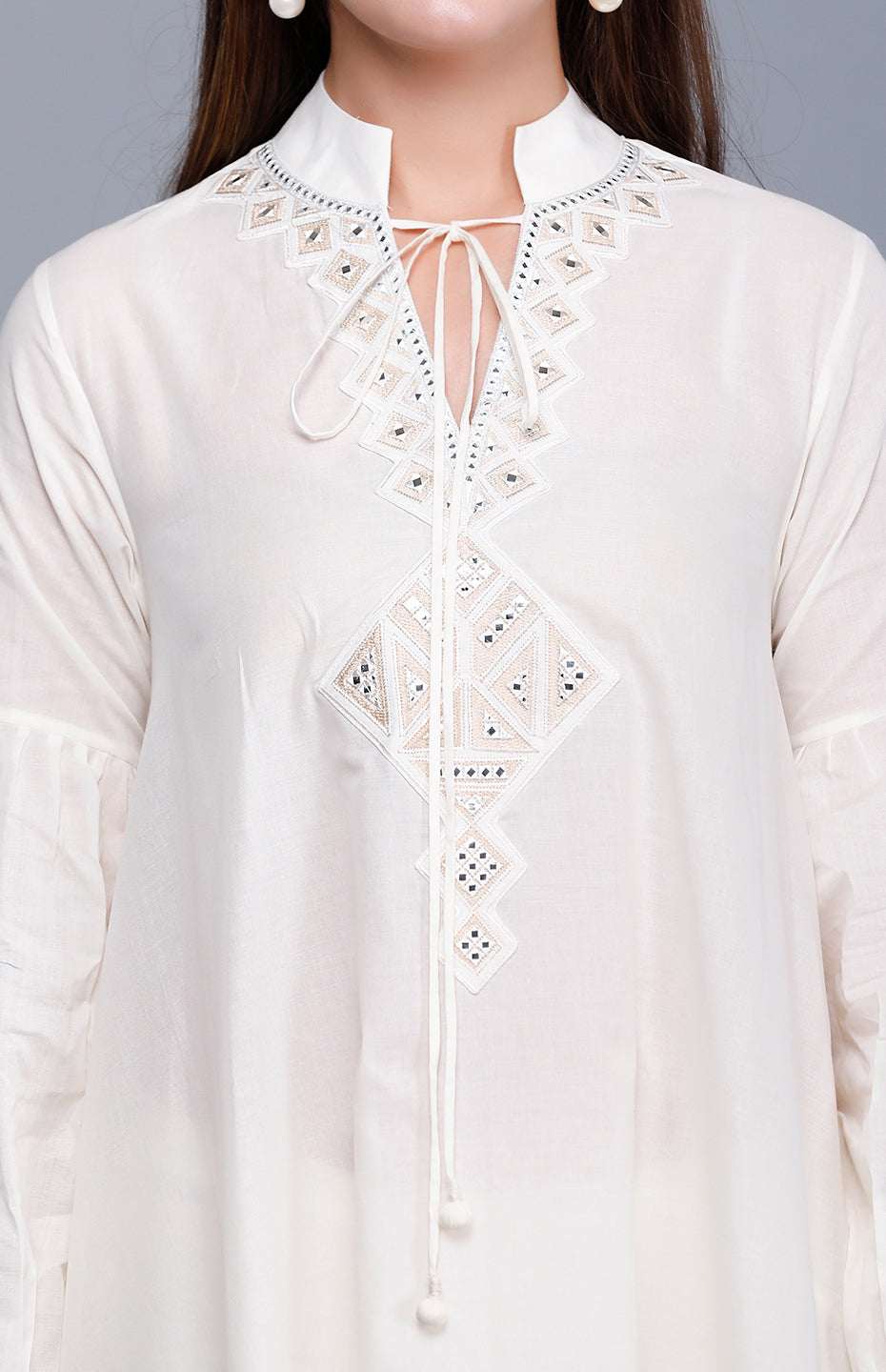 Off White Circular Mirror Tunic