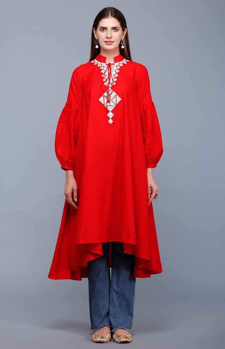 Red Circular Mirror Tunic
