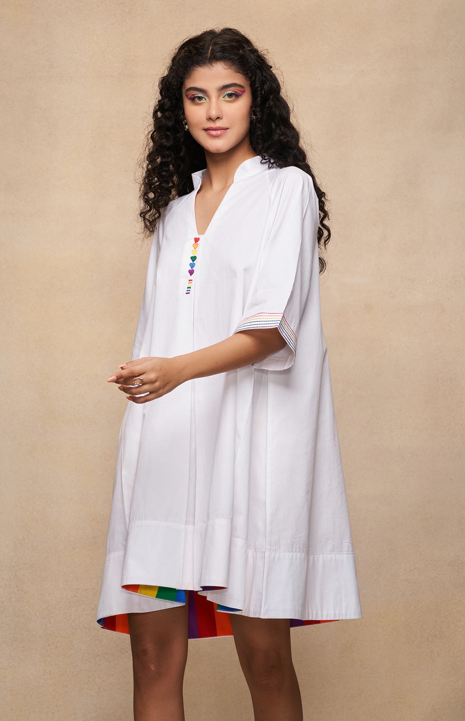 Satrangi White Short Dress