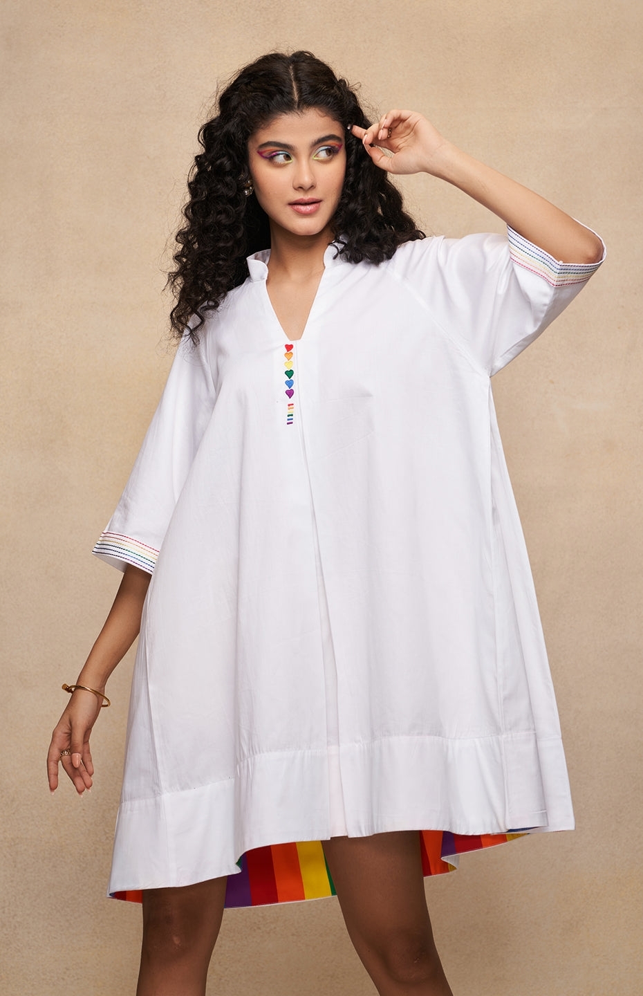 Satrangi White Short Dress