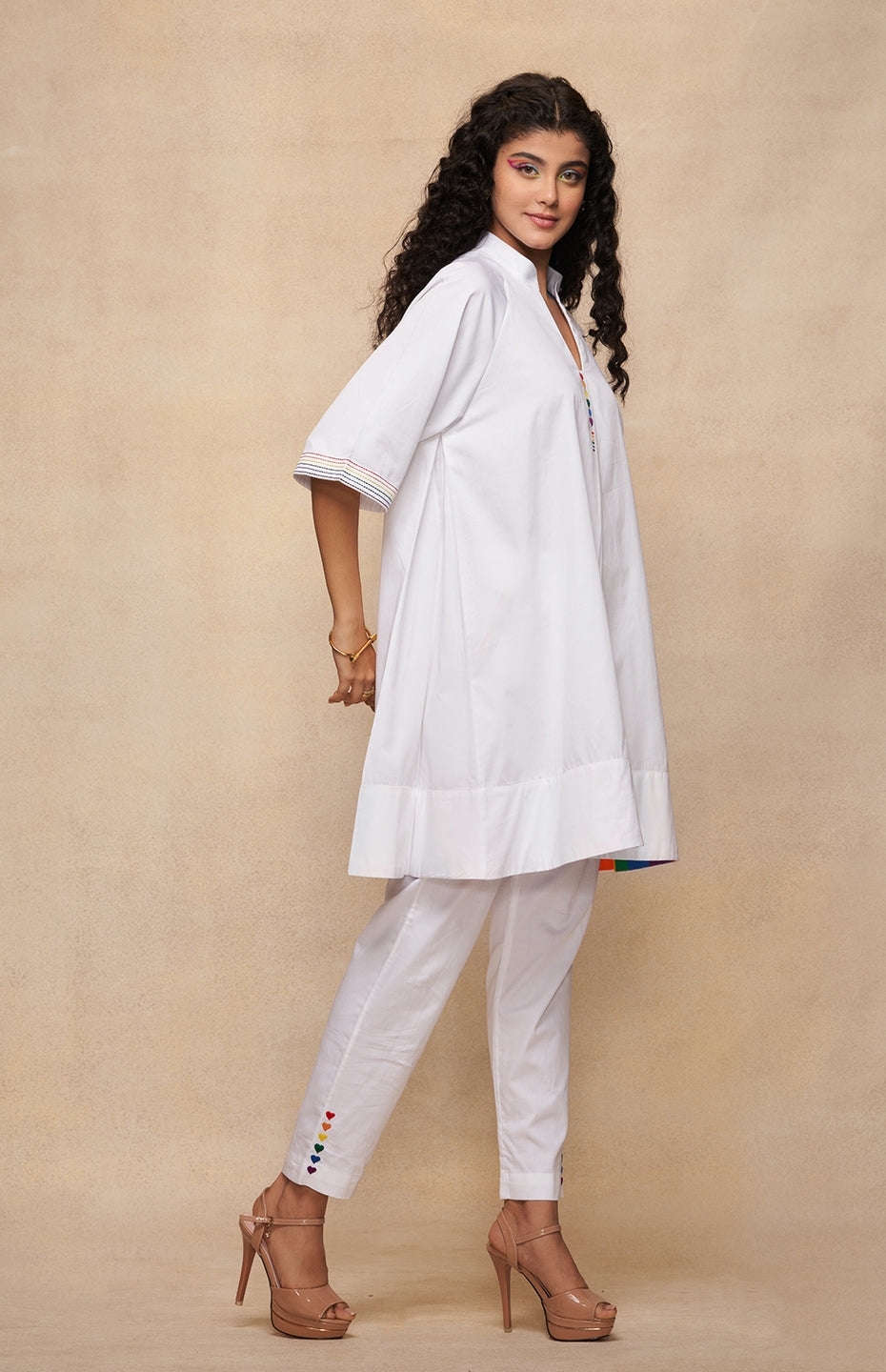 Satrangi White Short Dress