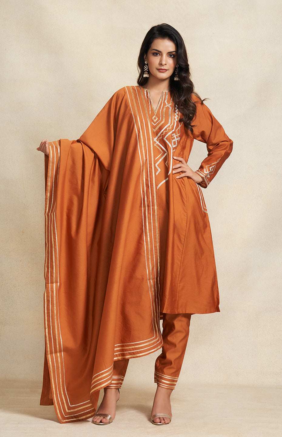 Dark Rust Gota Dupatta