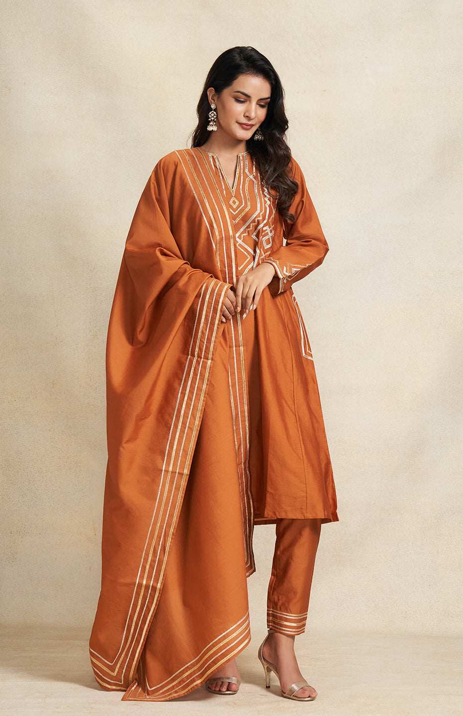 Dark Rust Gota Dupatta