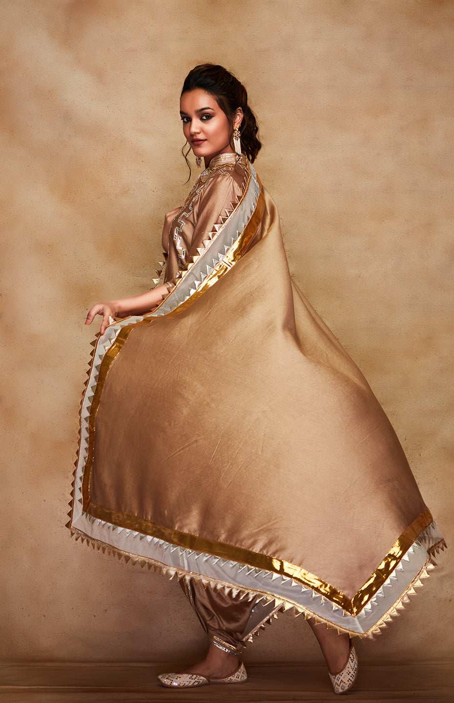 Antique Gold Chanderi Silk Gota Dupatta